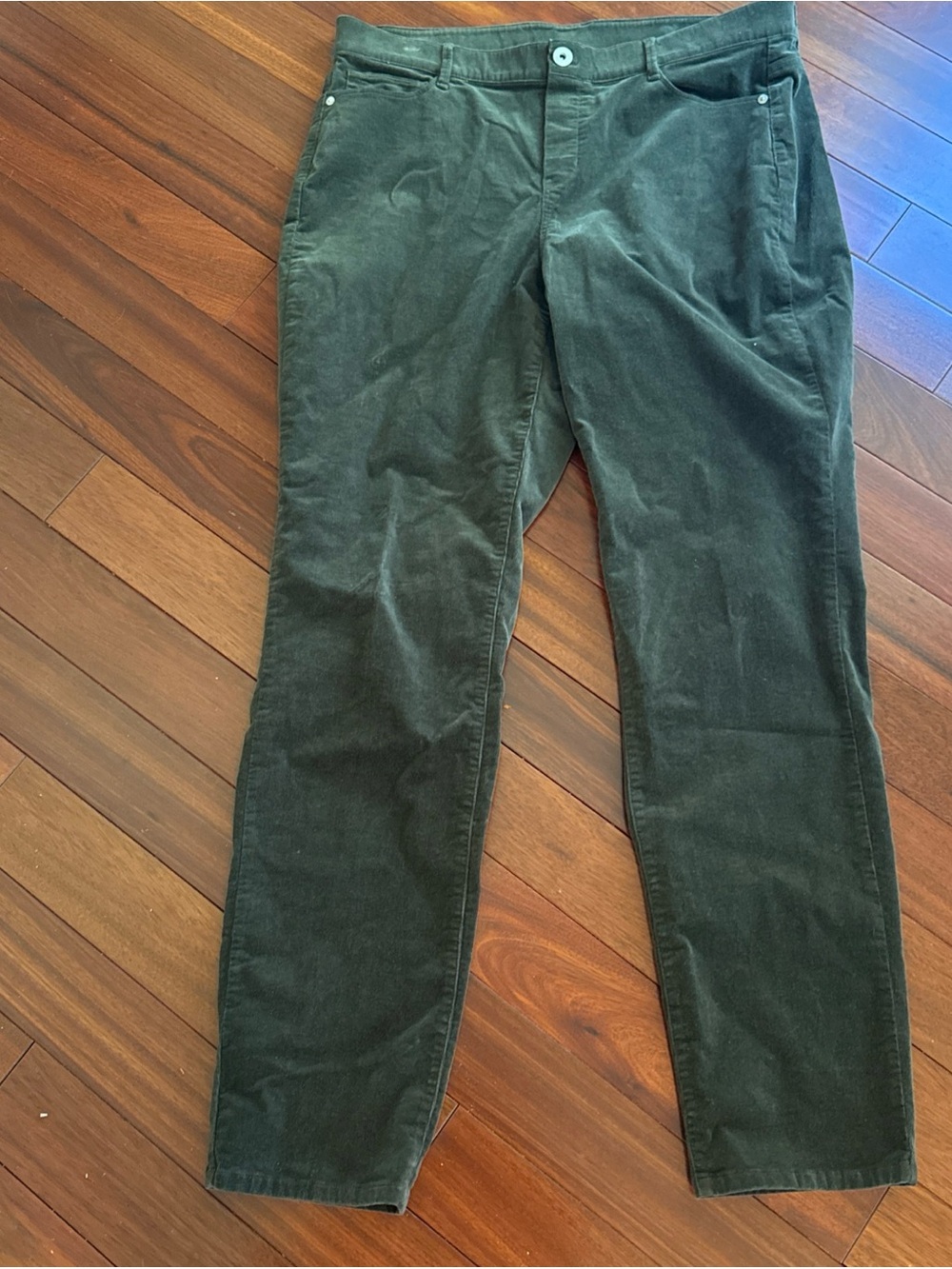 J. Jill Women’s Corduroy Straight Leg Pants SZ L Solid Dark Gray Velveteen